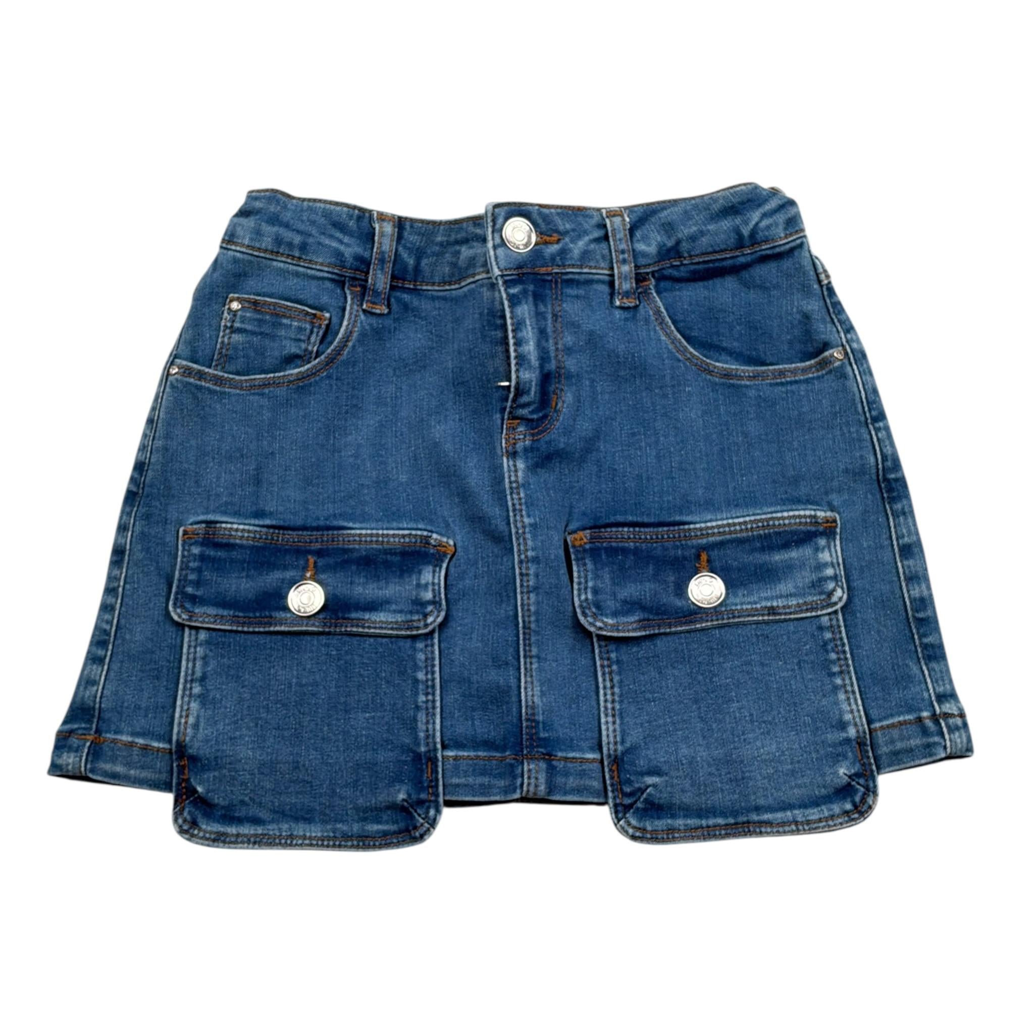 Liu Jo Gonna In Denim tinta unita con Girovita Regolabile Blu per Bambina GA5141 BLU LIU JO 