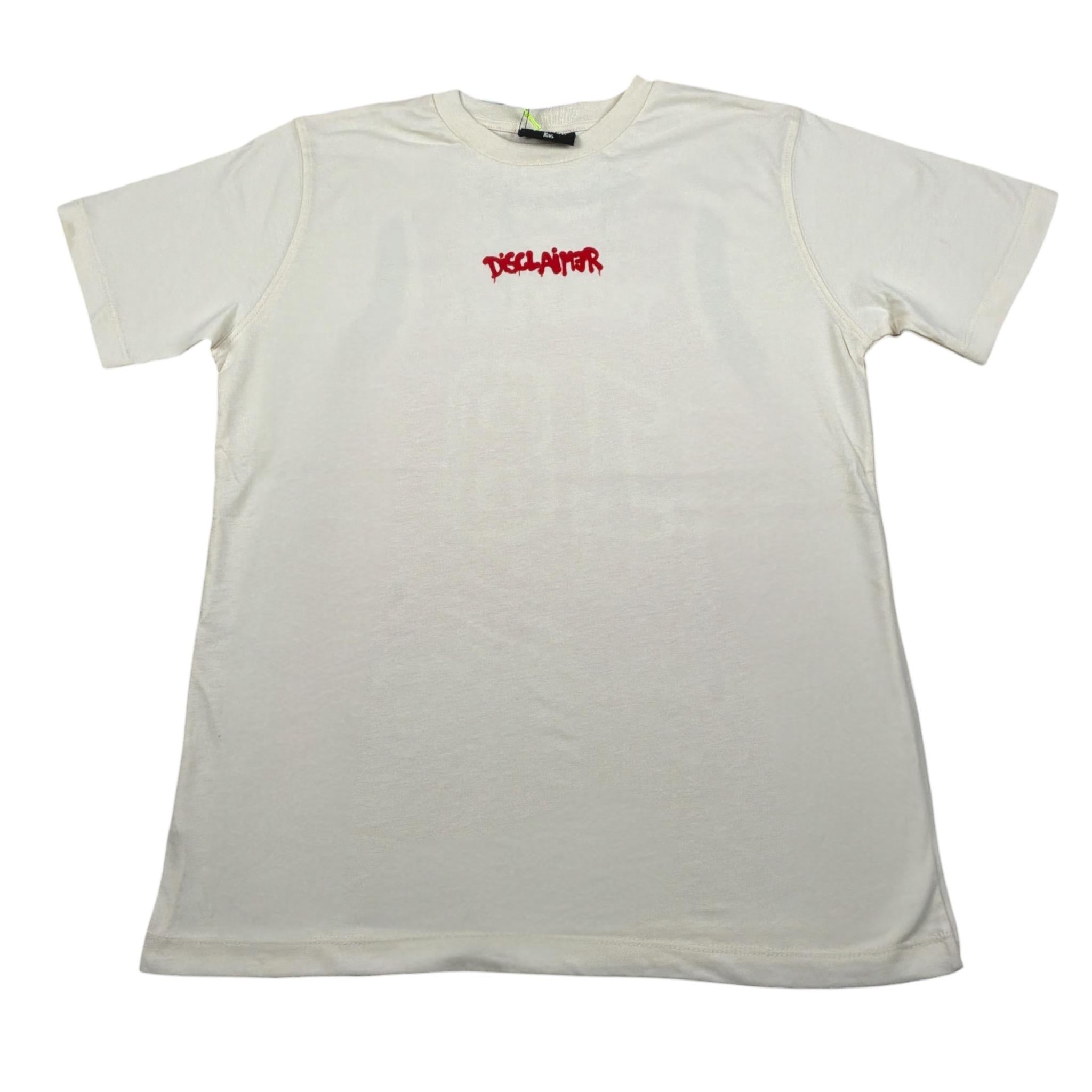 Disclaimer T-Shirt Girocollo Tinta Uita con Stampa Panna per Bambino 24IDK58235 PANNA DISCLAIMER 