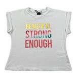 Naice T-Shirt Girocollo Tinta Unita con Stampe per Bambina 24135 BIANCO NAICE 