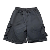 Disclaimer Bermuda Tinta Unita Modello Cargo Con Elastico In Vita Nero Per Bambino