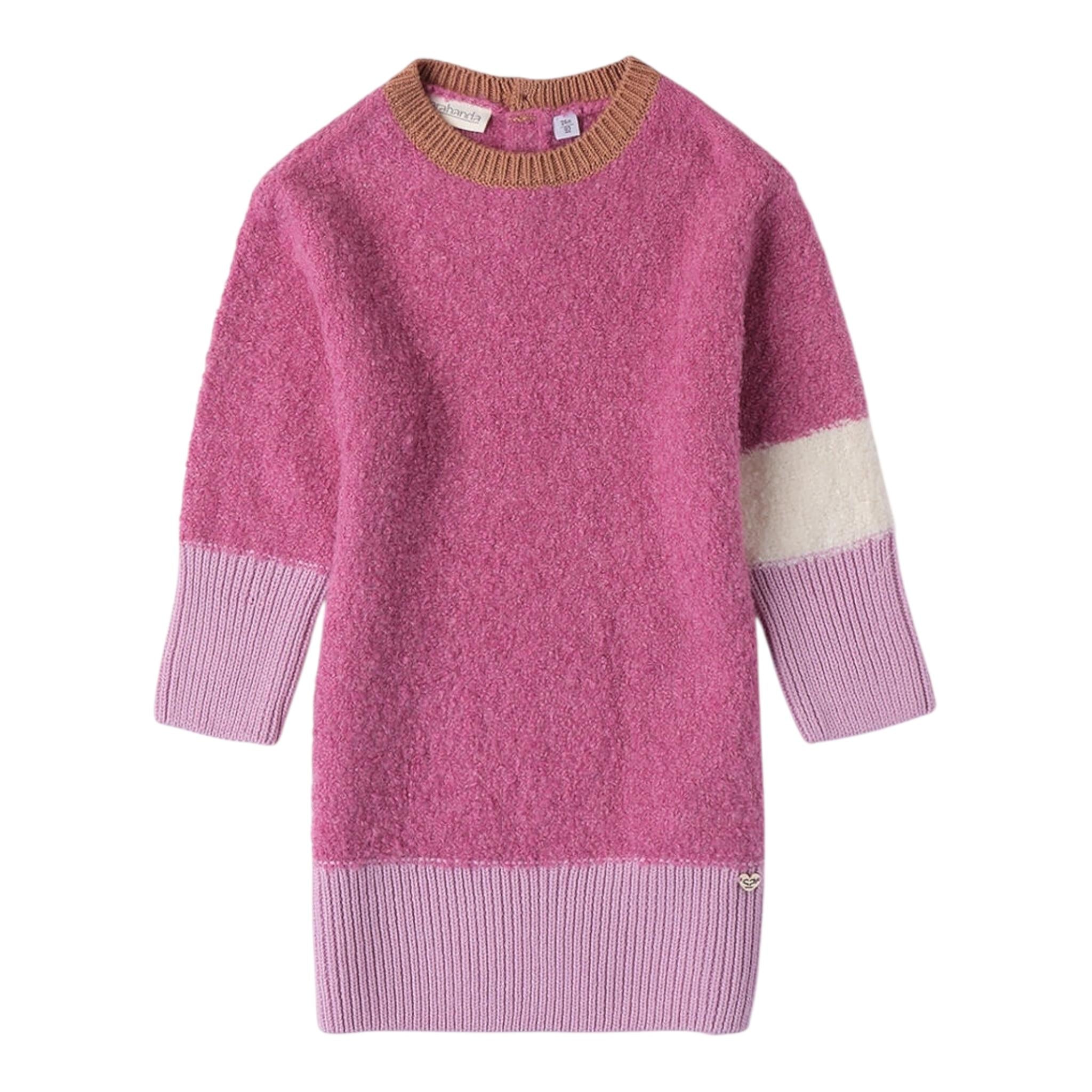 SARABANDA abito tinta unita in maglia girocollo Magenta per Bambina 0A213 MAGENTA SARABANDA 