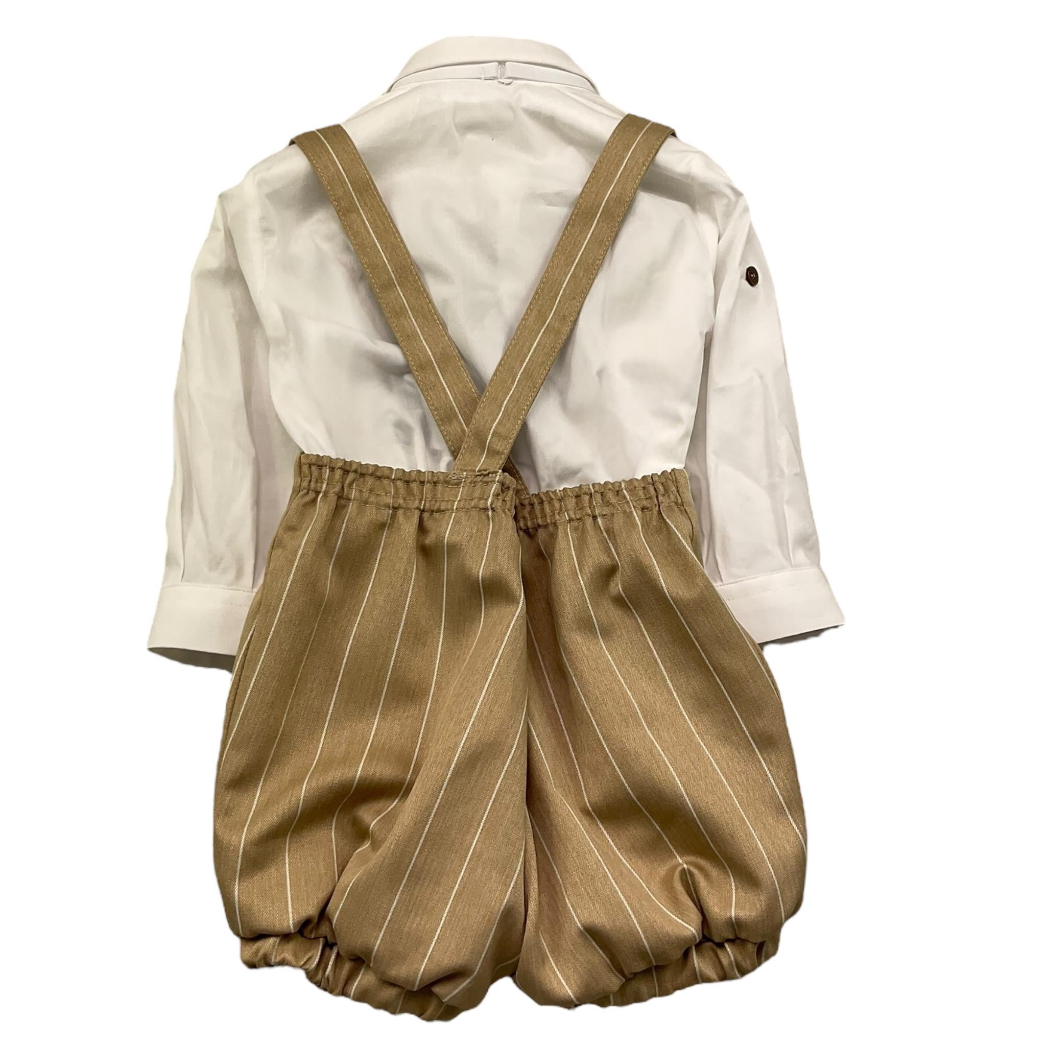 Colori Chiari Completo 3 Pezzi Camicia-Salopette-Papillon per Neonato MN308102 BEIGE COLORI CHIARI 