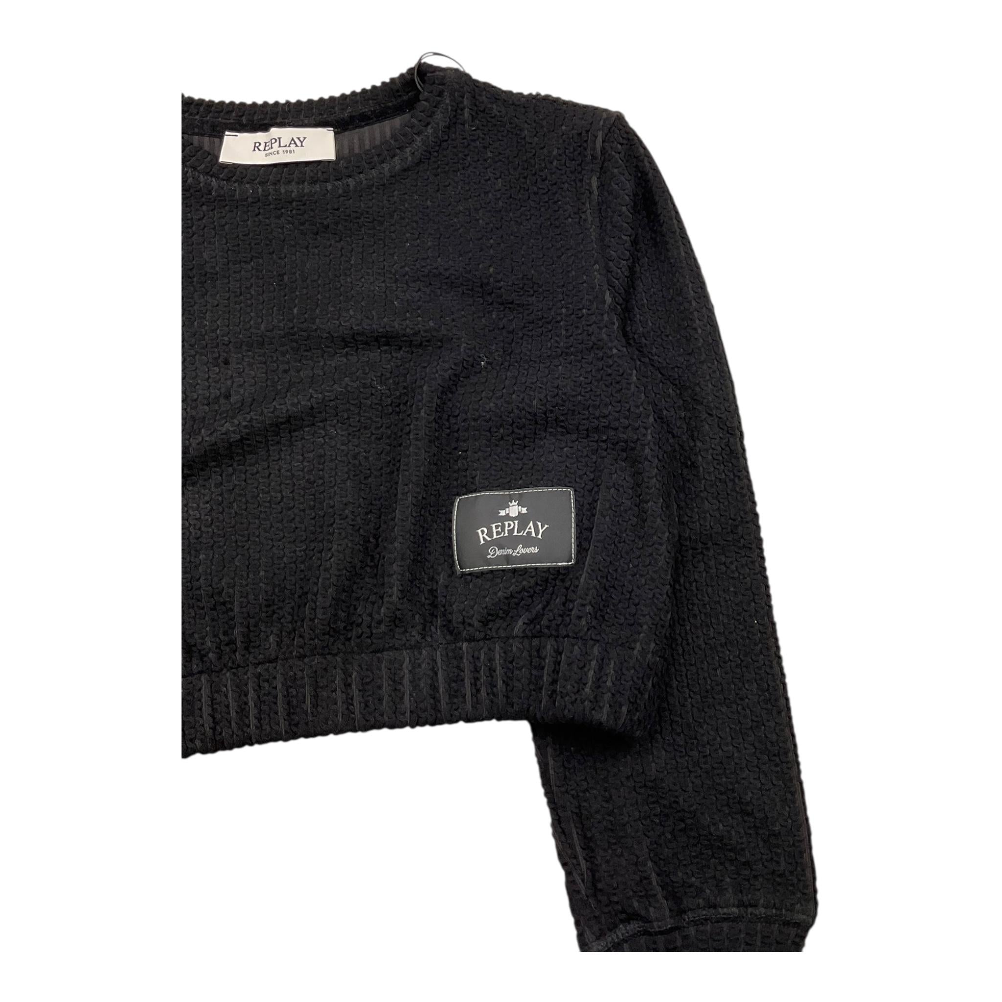 REPLAY felpa chiusa modello crop tinta unita Nero per Bambina S2132 NERO REPLAY 