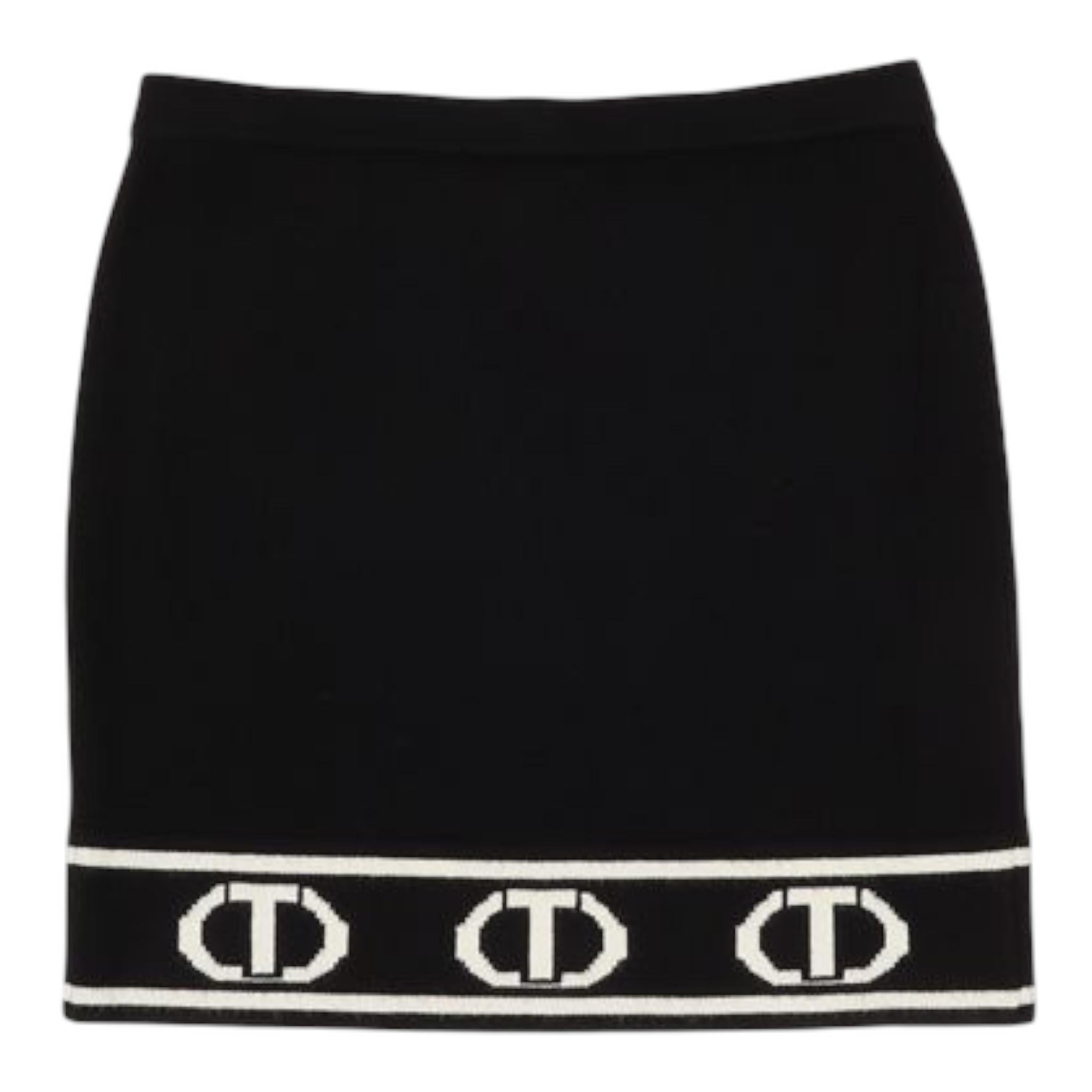 TWINSET gonna tinta unita con logo Nero per Bambina 242GJ3164X NERO TWINSET 