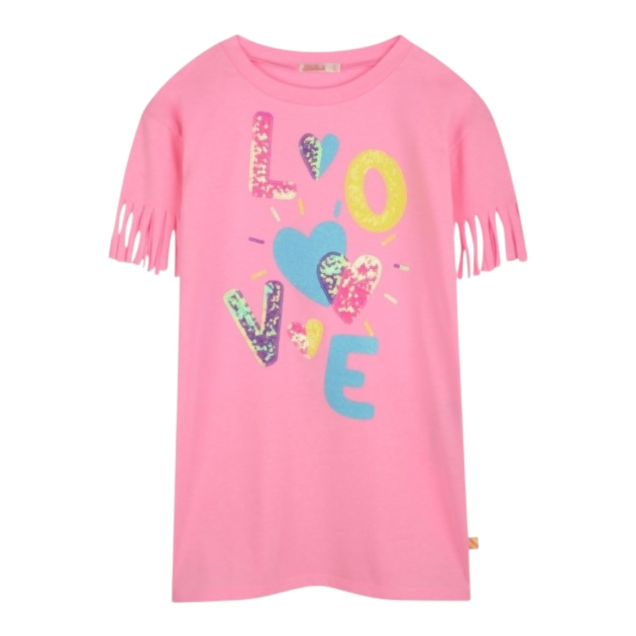 Billieblush Abito Modello T-Shirt Tinta Unita con Paillettes per Bambina U21084 ROSA FLUO BillIEBLUSH 