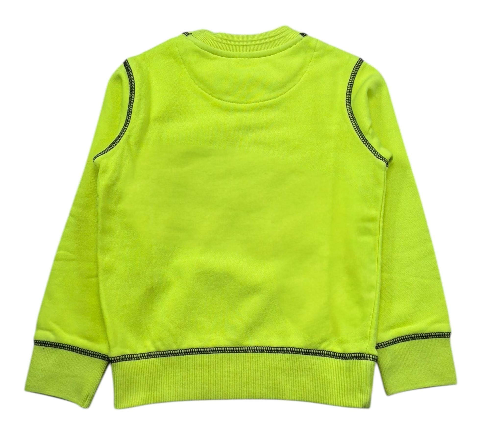 Sun68 Felpa Chiusa Girocollo Tinta Unita con Logo per Bambino F31314 GIALLO FLUO SUN68 