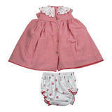 Valentina Bebes Set Abito-Coulotte con Fantasia Quadri per Neonata LOVE134 ROSSO VALENTINA BEBES 