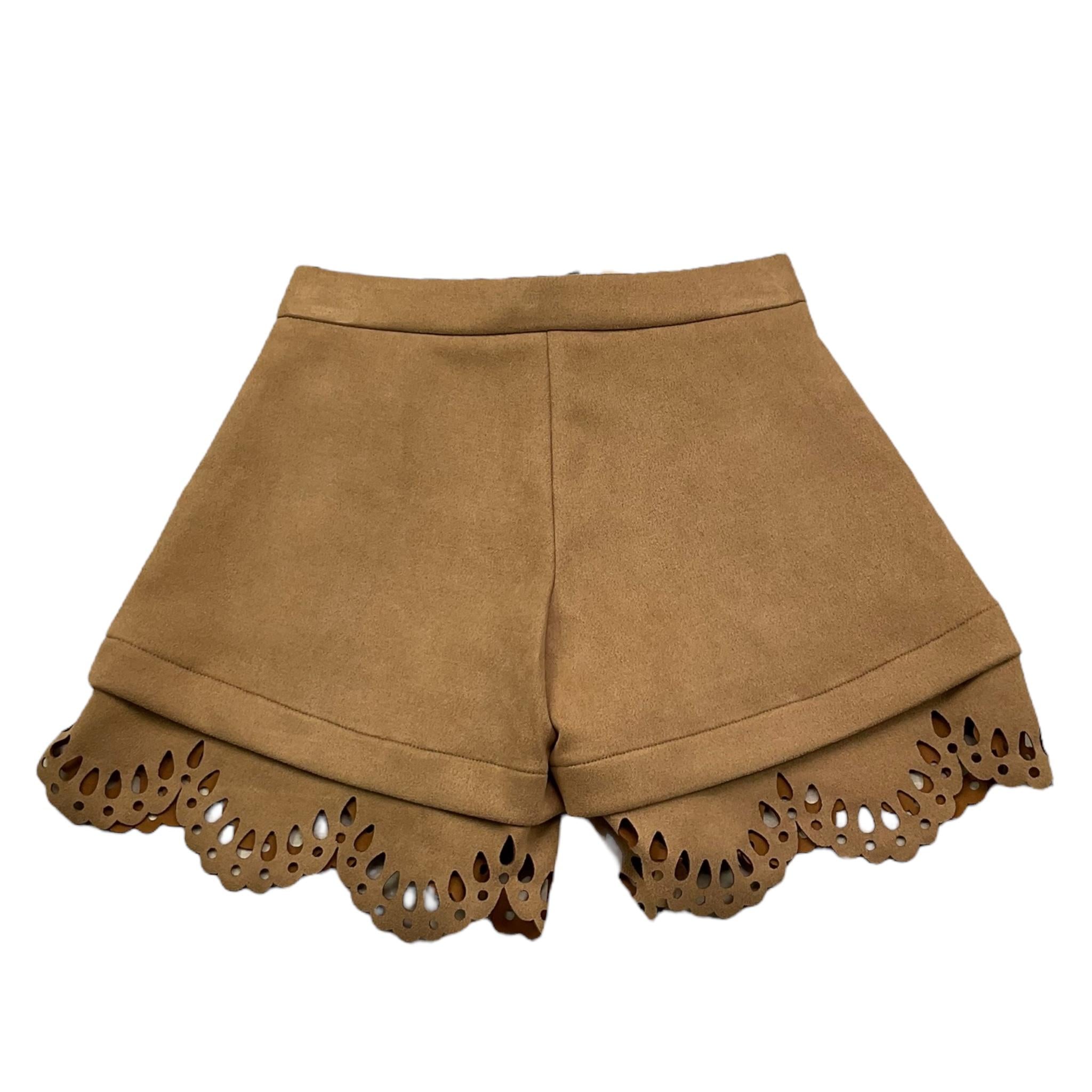 MIMISOL short tinta unita in camoscio Cammello per Bambina MFPA159 CAMMELLO MIMISOL 