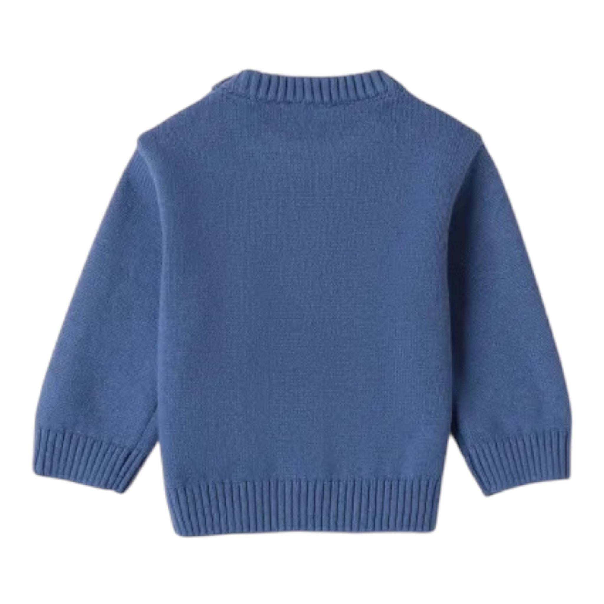 MINI BANDA maglia girocollo tinta unita Blu per Neonato 3A666X BLU MINI BANDA 
