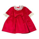 MARLU' abito mezza manica tinta unita con ricami Rosso per Neonata IH826 ROSSO MARLU' 