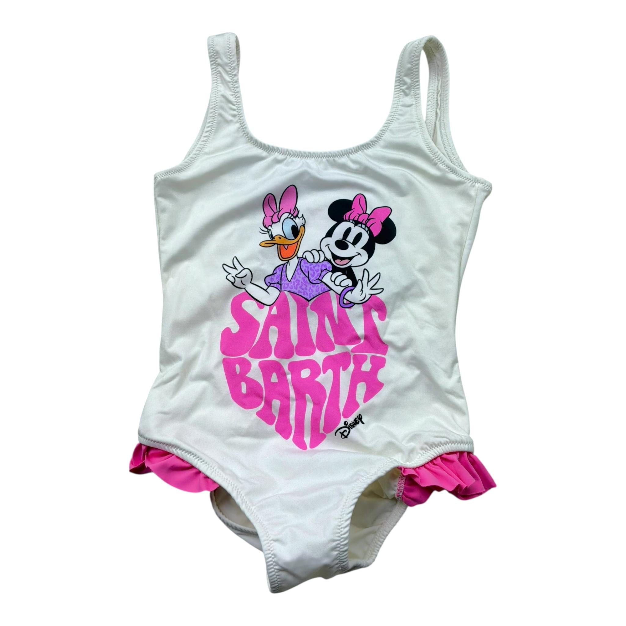 Saint Barth Costume Intero Tinta Unita con Stampa per Bambina TNA0001 PANNA SAINT BARTH 