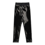Chiara Ferragni Leggins Tinta Unita Con Elastico Logato In Vinile Nero Per Bambina