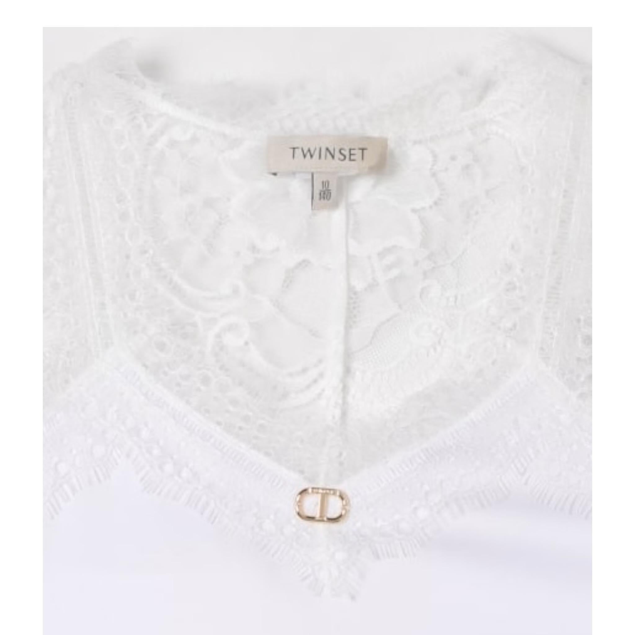Twinset Top Tinta Unita con Ricami per Bambina 251GJ2454 BIANCO TWINSET 