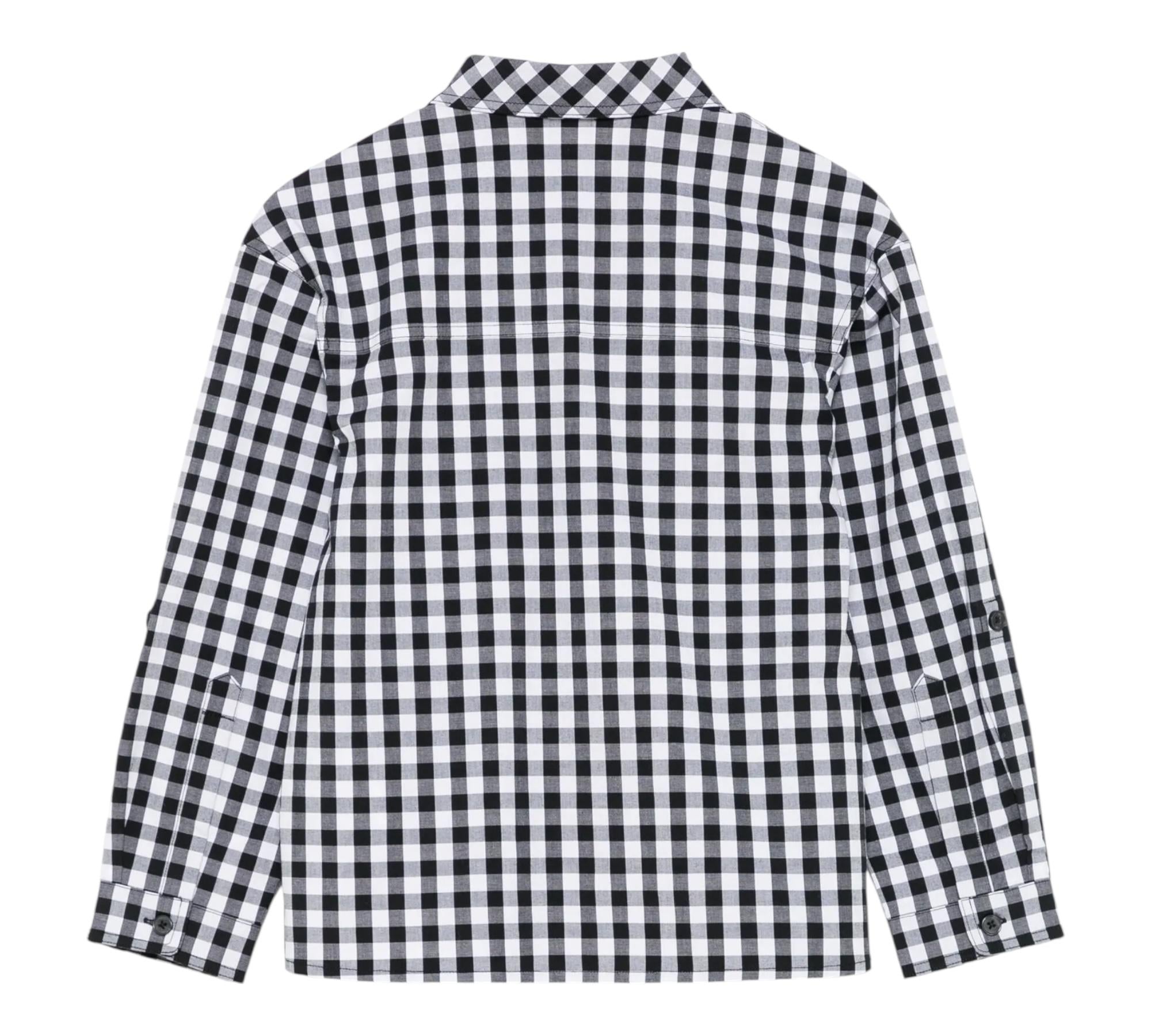 Moschino Camicia Manica Lunga Fantasia Qaudri per Bambino HUC01J BIANCO/NERO MOSCHINO 