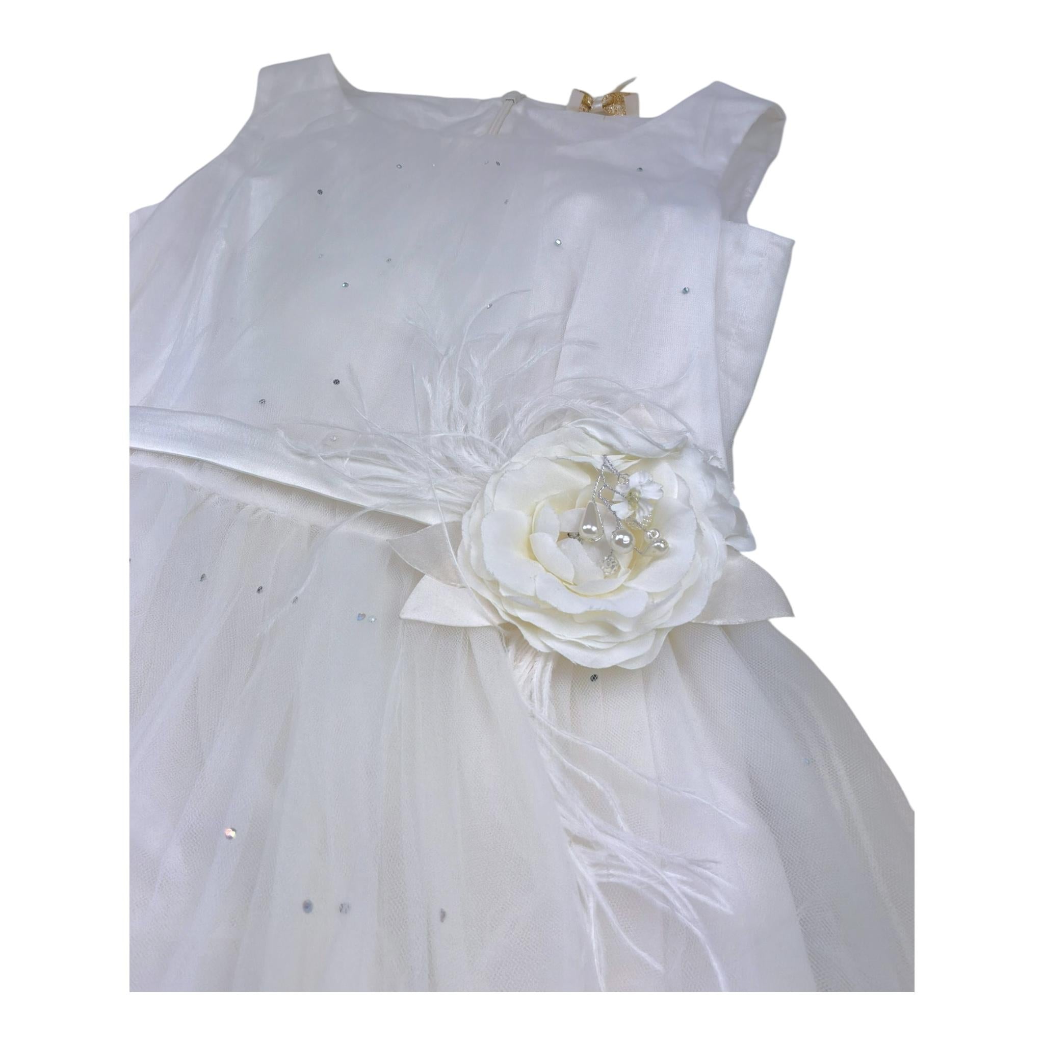 Monnalisa Abito Cerimonia Tinta Unita Giromanica per Bambina 711902F8 BIANCO MONNALISA 