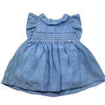 Le Bebe Abito Mezza Manica Tinta Unita con Ricami per Neonata LBG6371 AZZURRO LE BEBE 