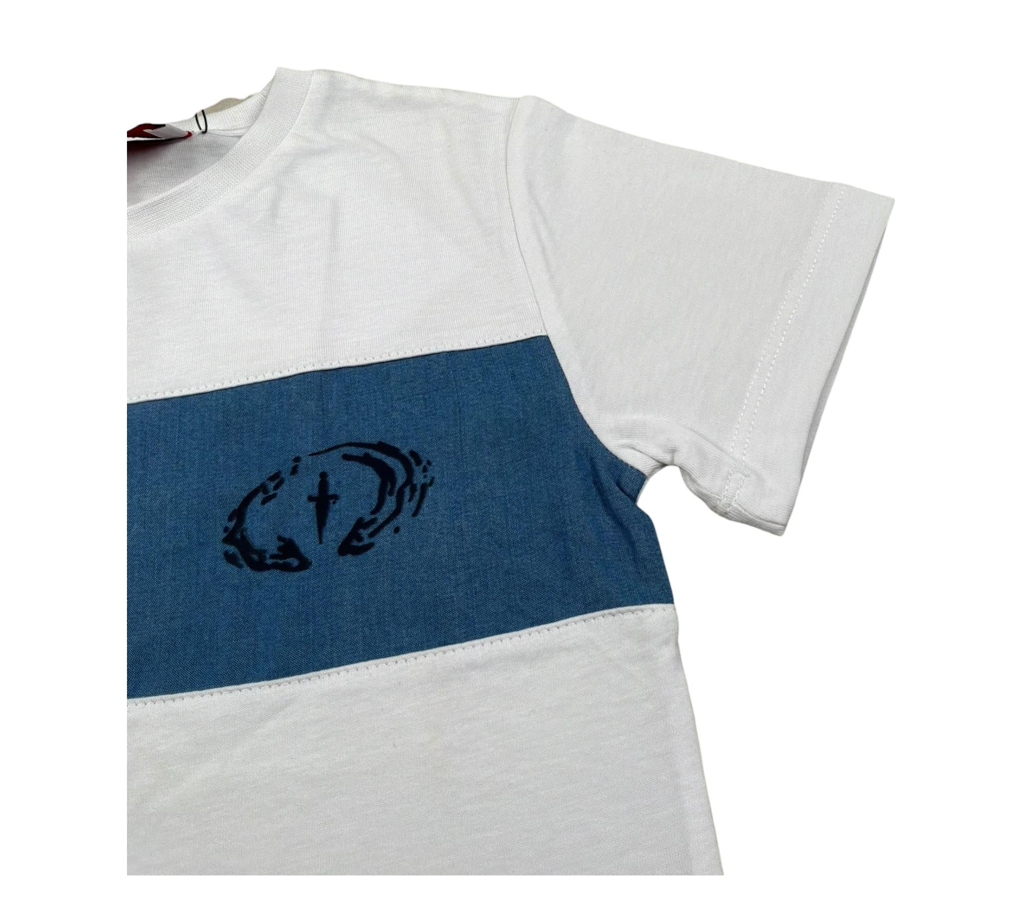 Cesare Paciotti T-Shirt Girocollo Tinta Unita con Stampa per Bambino TSP5157BJ BIANCO CESARE PACIOTTI 