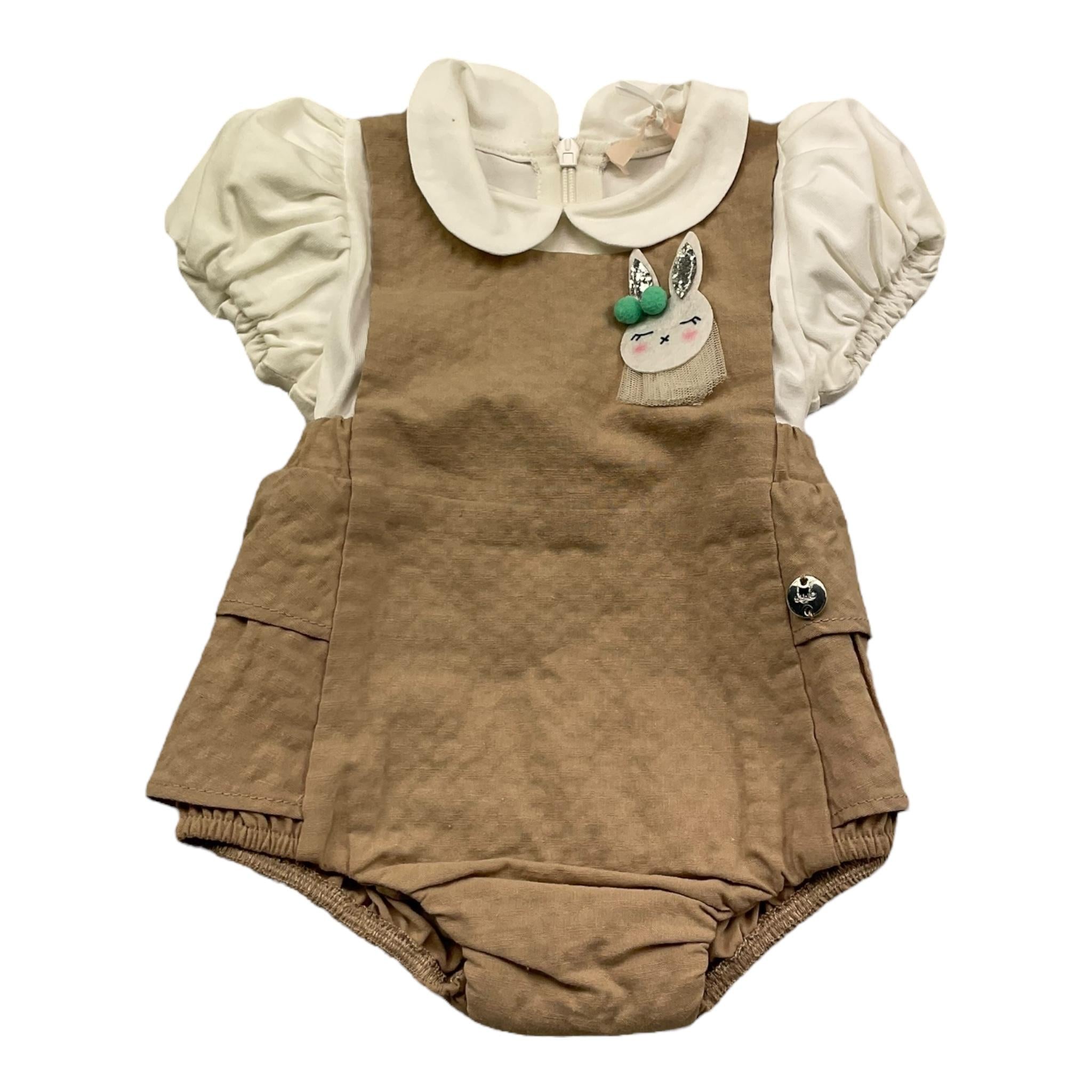 Liu Jo Pagliaccetto Mezza Manica con Finta T-Shirt per Neonata HA5085 BIANCO/BEIGE LIU JO 