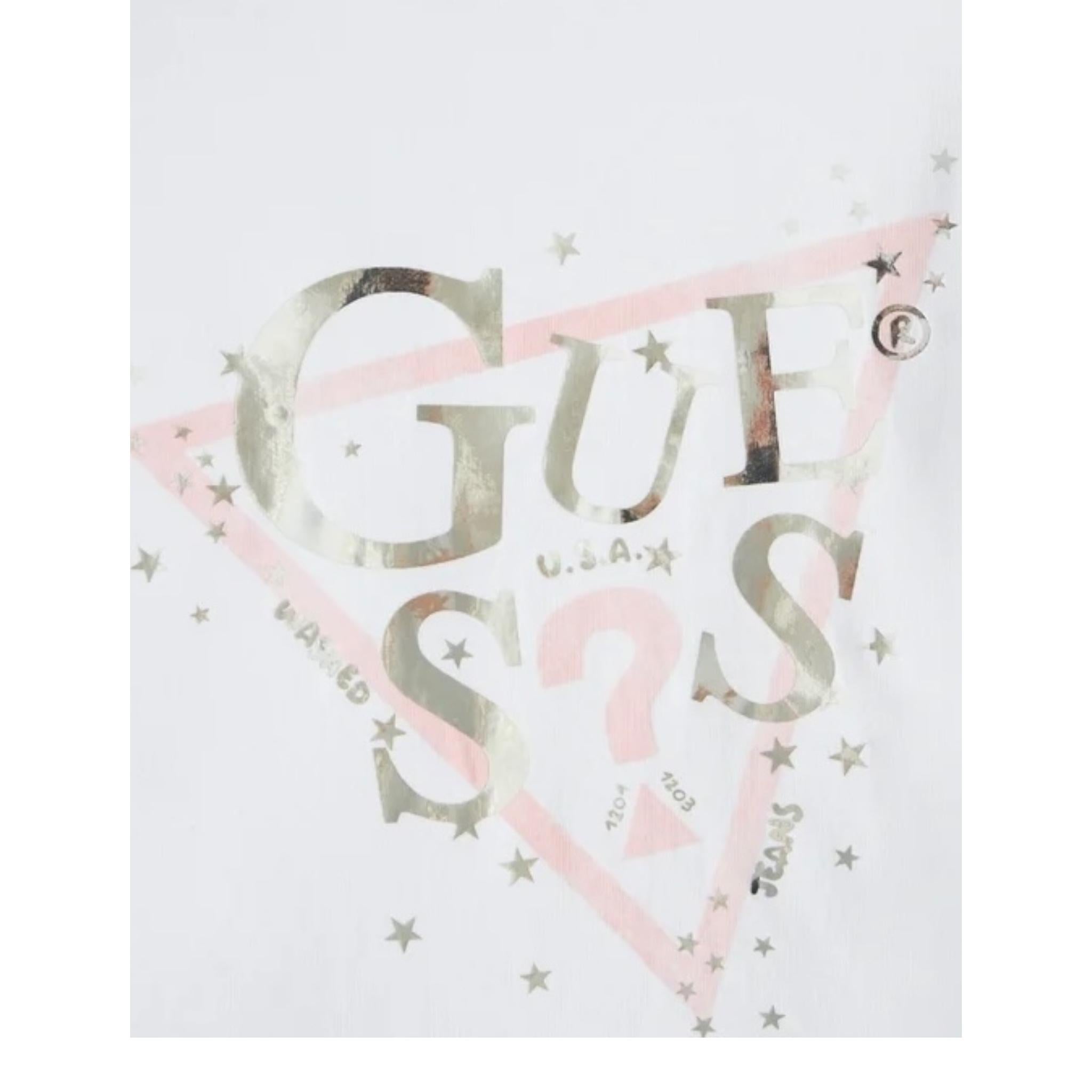 Guess T-Shirt Tinta Unita con Stampa per Bambina K5RI00K6YW BIANCO GUESS 