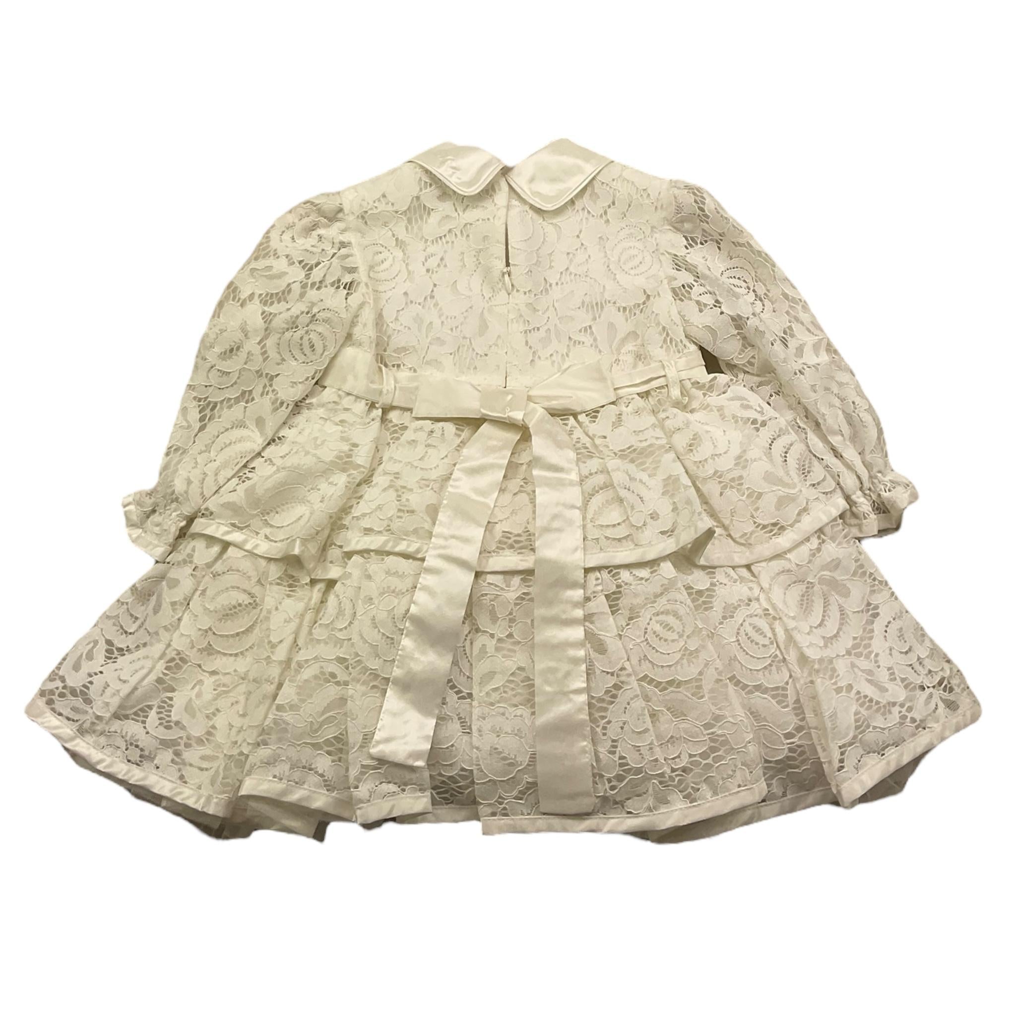 ALETTA abito manica lunga tinta unita con ricami Panna per Neonata HB220316 PANNA ALETTA 