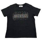 Gaelle T-Shirt Girocollo Tinta Unita con Logo Brillantinato per Bambina 2746M00329 NERO GAELLE 