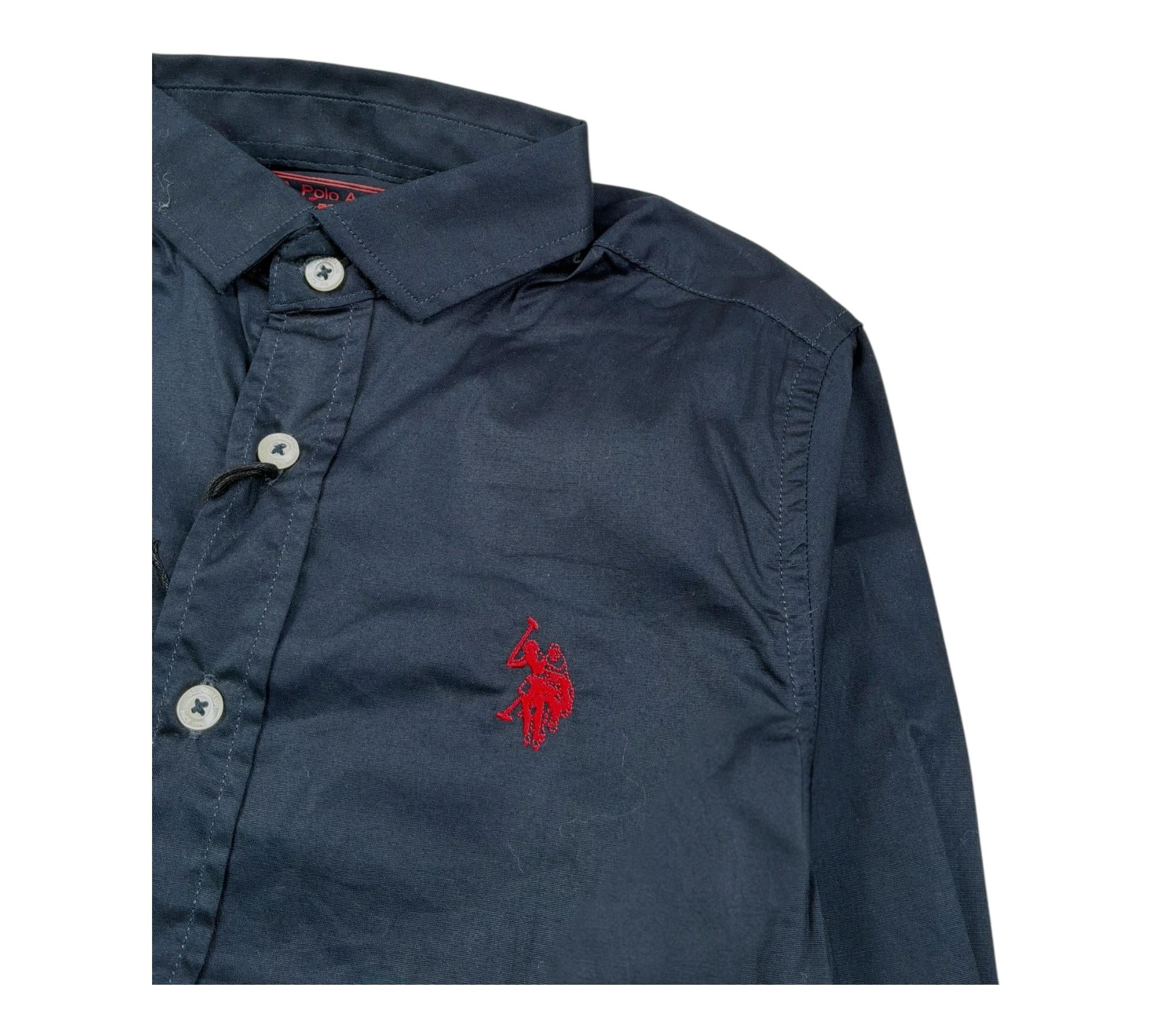 U.S. Polo Assn Camicia Manica Lunga Tinta Unita con Logo per Bambino 53294 BLU U.S. POLO ASSN 