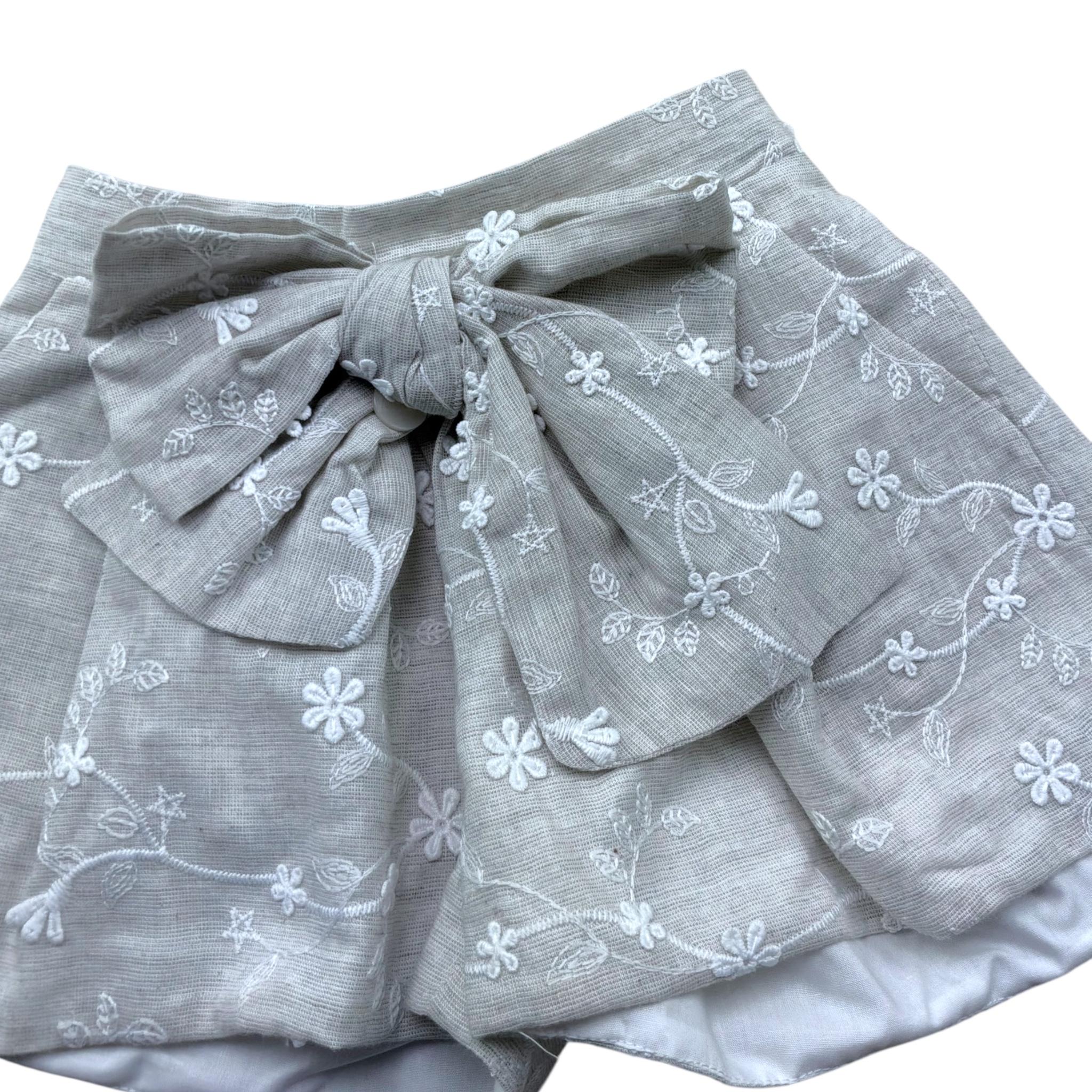 Le Bebe' Short Tinta Unita con Ricami per Neonata LBG6377 SABBIA LE BEBE' 