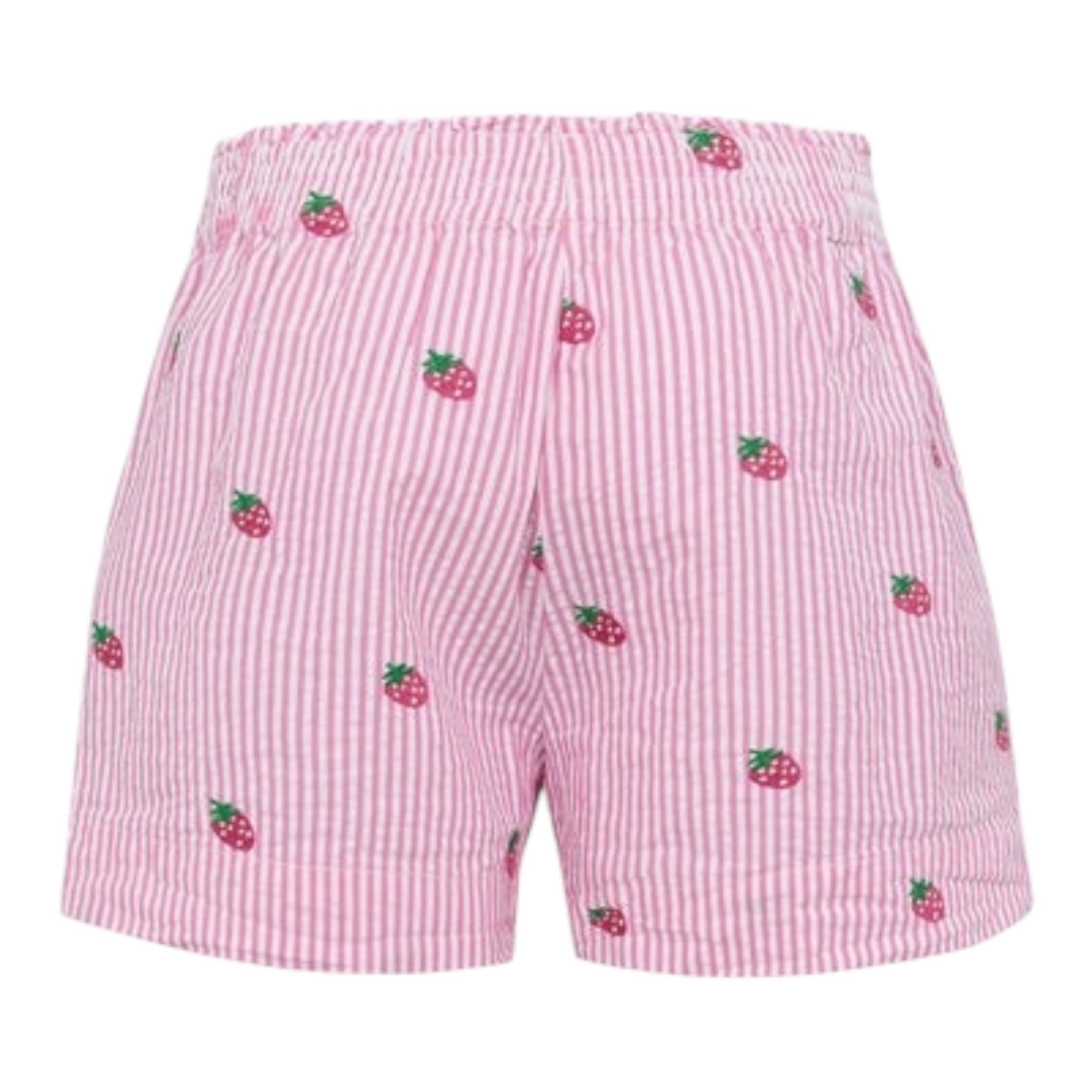 Saint Barth Short Bicolore con Fantasia A Righe per Bambina MEA001 BIANCO/ROSA SAINT BARTH 