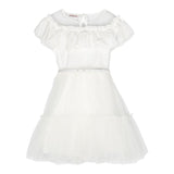 Monnalisa Schlichtes Kleid mit Tüll und weißen Rüschen für Mädchen