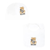 Moschino Set Cappello-Bavetta Tinta Unita per Neonato MUY081 PANNA MOSCHINO 