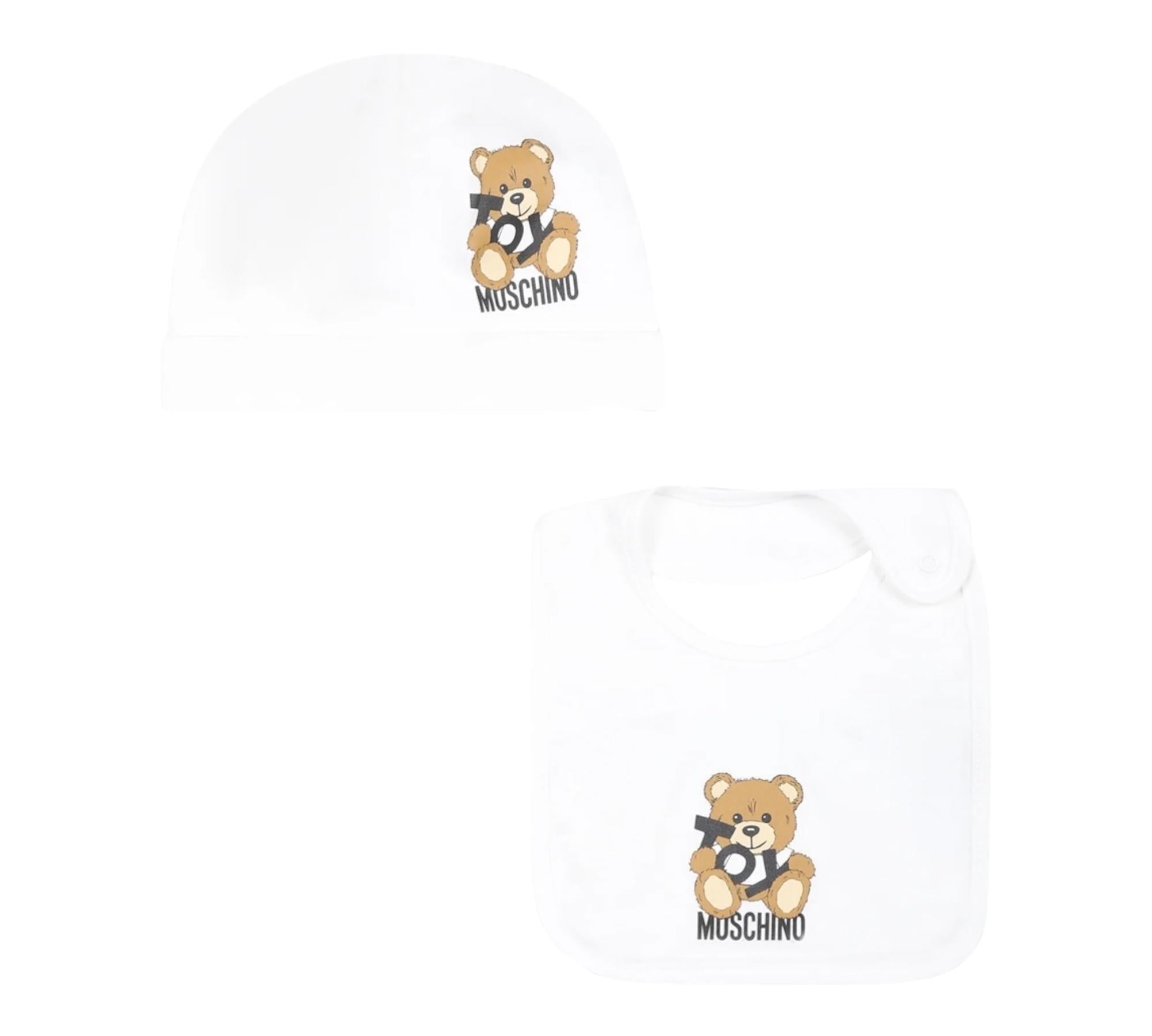 Moschino Set Cappello-Bavetta Tinta Unita per Neonato MUY081 PANNA MOSCHINO 