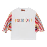 Missoni T-Shirt Tinta Unita Con Manica In Contrasto Bianco Per Bambina