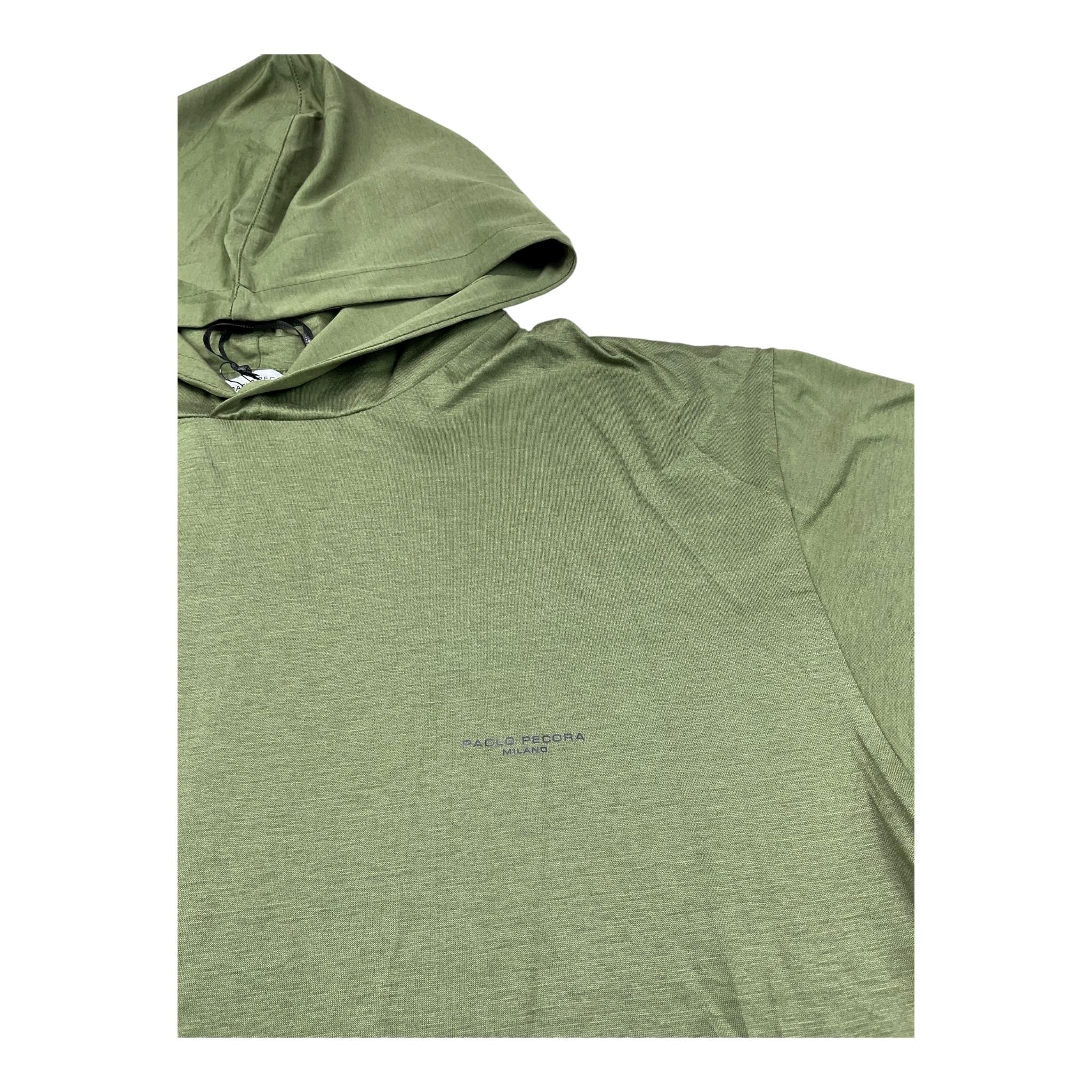 Paolo Pecora T-Shirt Tinta Unita con Cappuccio per Bambino PP4063 VERDE PAOLO PECORA 