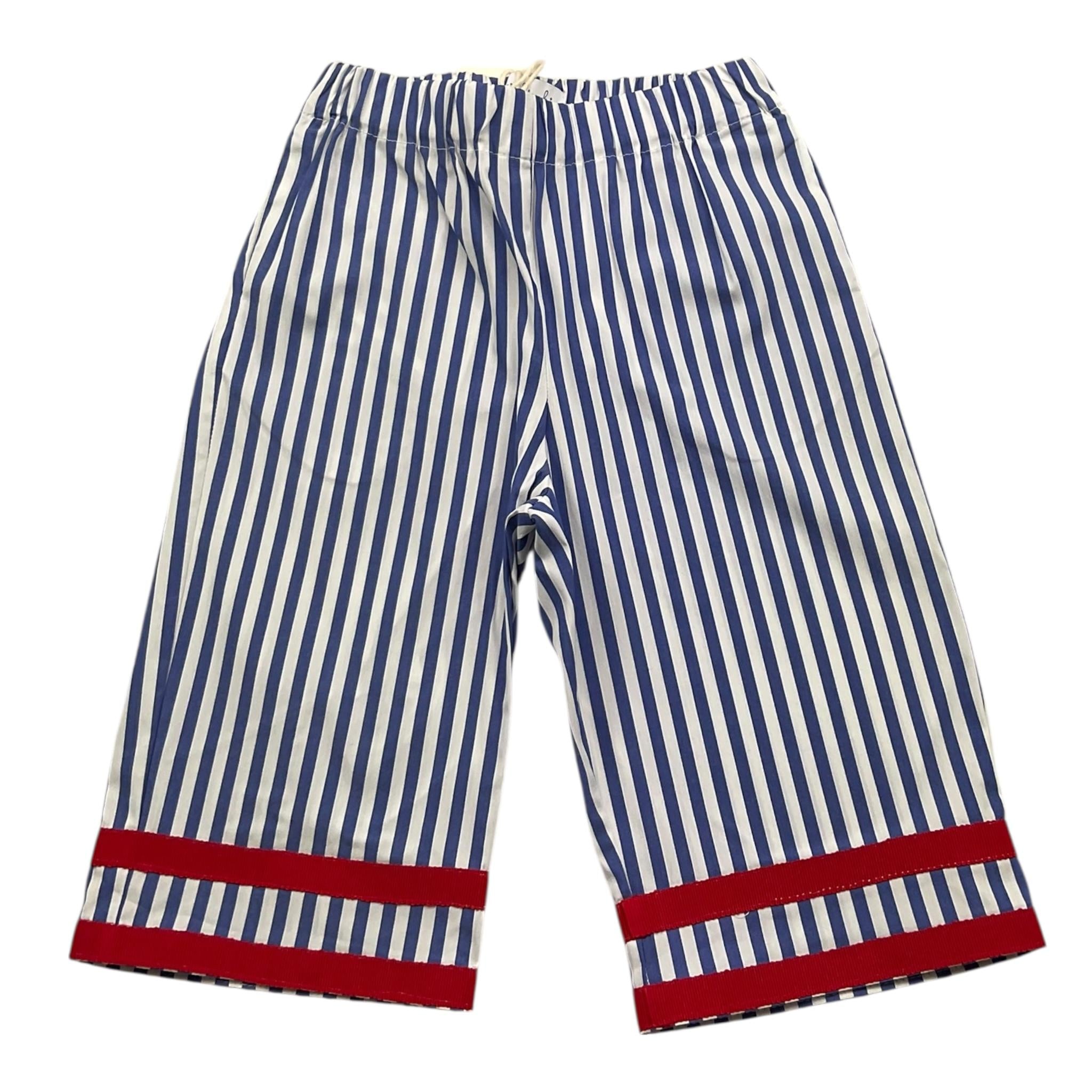 Ilfarobimbi Pantalone Bicolore con Fantasia A Righe  per Bambina IFB50474J BIANCO/AZZURRO ILFAROBIMBI 