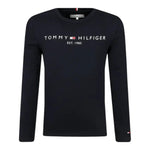 TOMMY HILFIGER shirt girocollo tinta unita con stampa in contrasto Nero per Neonato KS0KS00202XN NERO TOMMY HILFIGER 