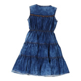 Monnalisa Abito Giromanica Tinta Unita In Denim per Bambina 495904 BLU MONNALISA 