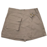 Monelli Kinder Shorts Einfarbig Mit Elastischer Taille Und Reißverschluss Beige Für Mädchen