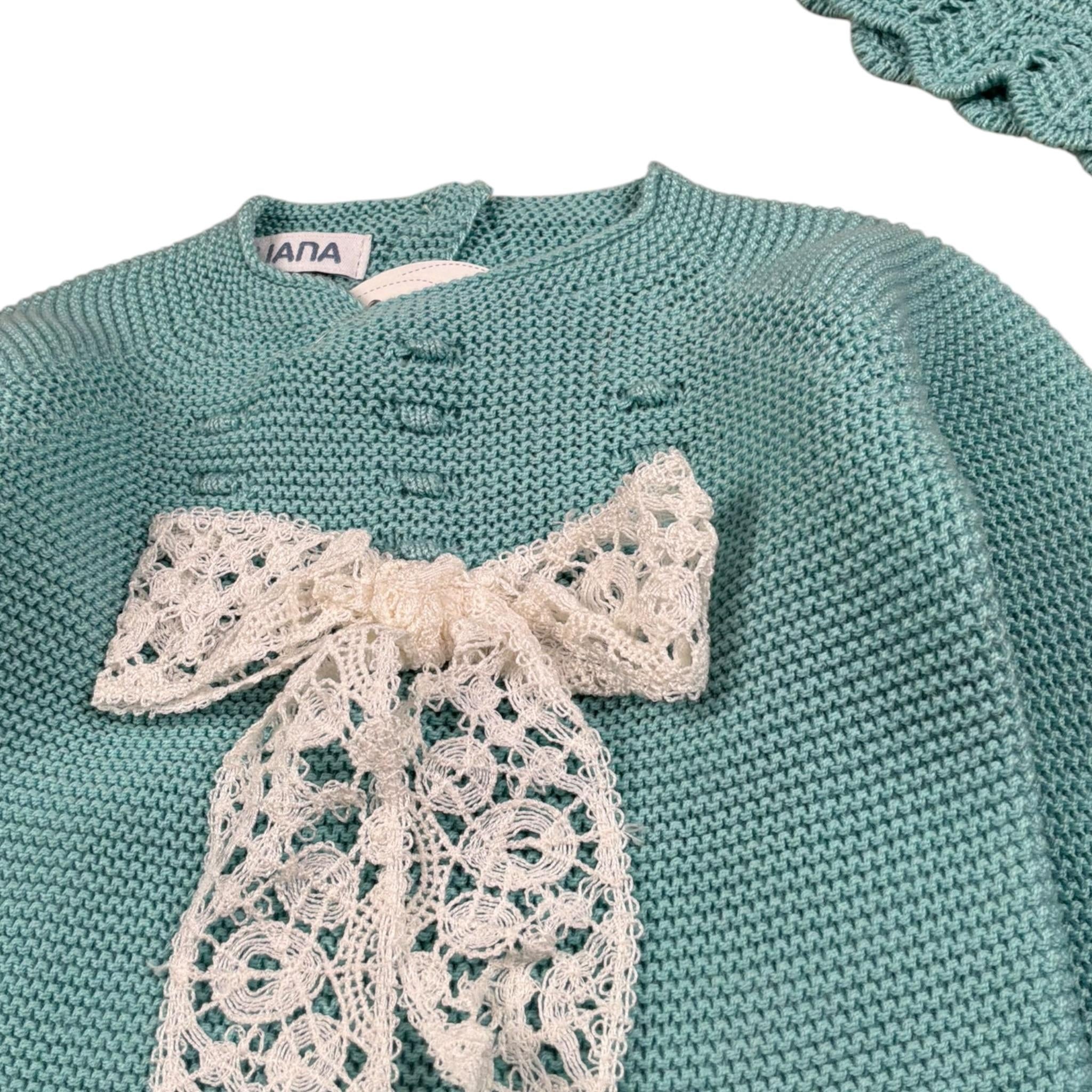 Juliana Completo tinta unita 3 Pezzi Maglia-Ghettina-Cappello Verde per Neonata J7053 VERDE JULIANA 