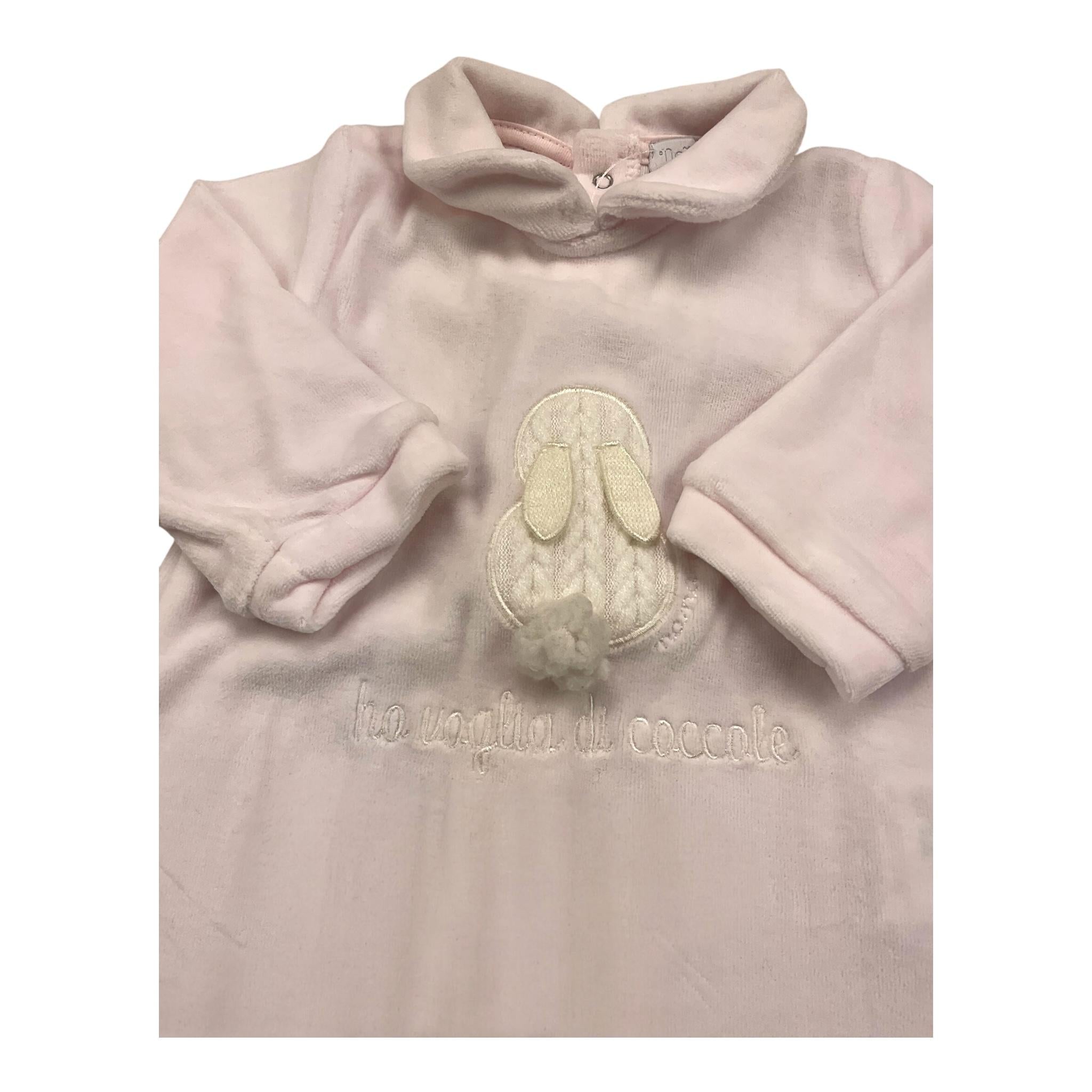 NANAN tutina manica lunga tinta unita in ciniglia Rosa per Neonata I2201203R ROSA NANAN 