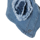 Miss Blumarine Top Tinta Unita In Denim per Bambina IA4045 AZZURRO MISS BLUMARINE 