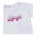 Liu Jo T-Shirt Girocollo Tinta Unita con Brillantini per Neonata HA5037X BIANCO LIU JO 