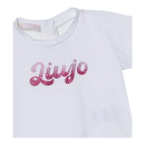 Liu Jo T-Shirt Girocollo Tinta Unita con Brillantini per Neonata HA5037X BIANCO LIU JO 