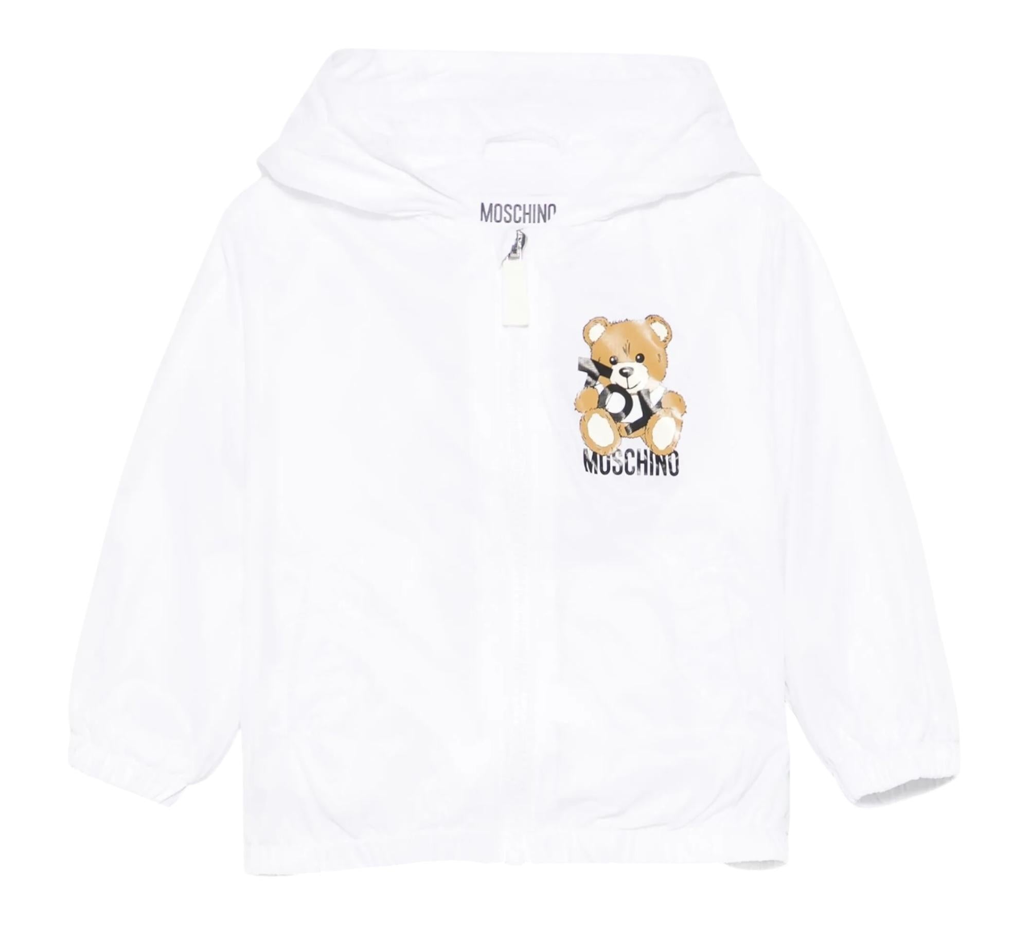 Moschino Giubbino Tinta Unita con Cappuccio per Neonato MUS022 BIANCO MOSCHINO 