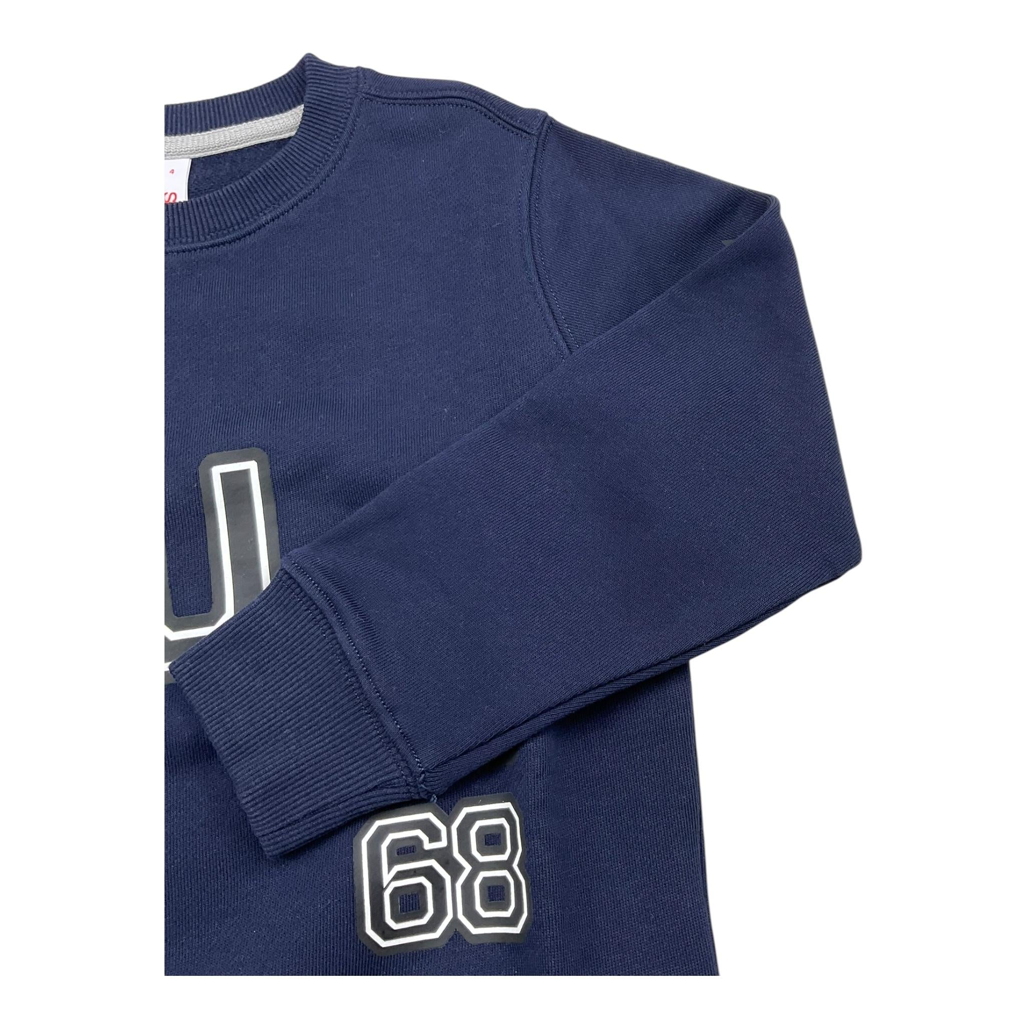 SUN68 felpa chiusa girocollo tinta unita con logo Blu per Neonato F44320N BLU SUN68 