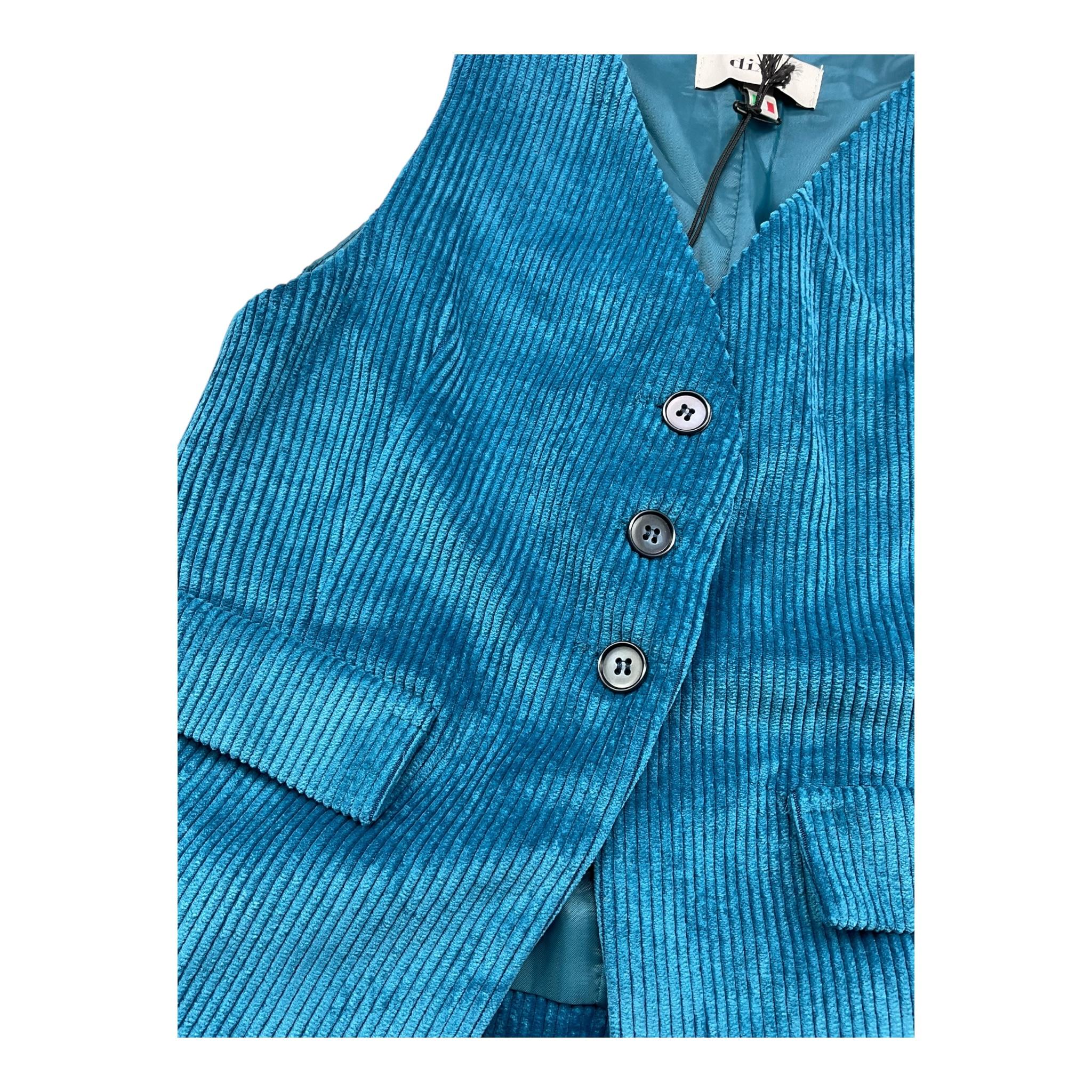 DIXIE gilet tinta unita in velluto Petrolio per Bambina JH02062G67 PETROLIO DIXIE 