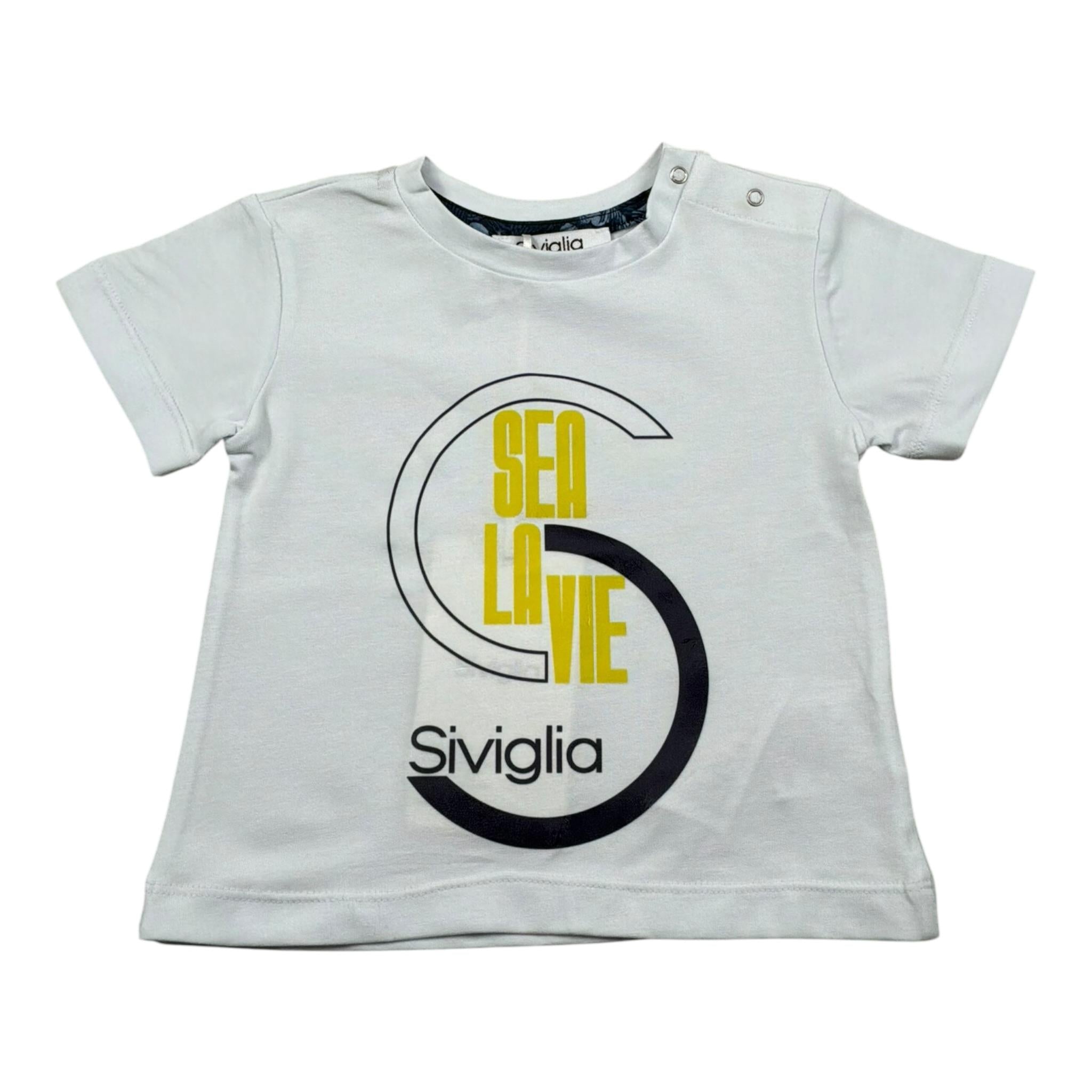 Siviglia T-Shirt Girocollo Tinta Unita con Stampa per Neonato SVNTS17289 BIANCO SIVIGLIA 