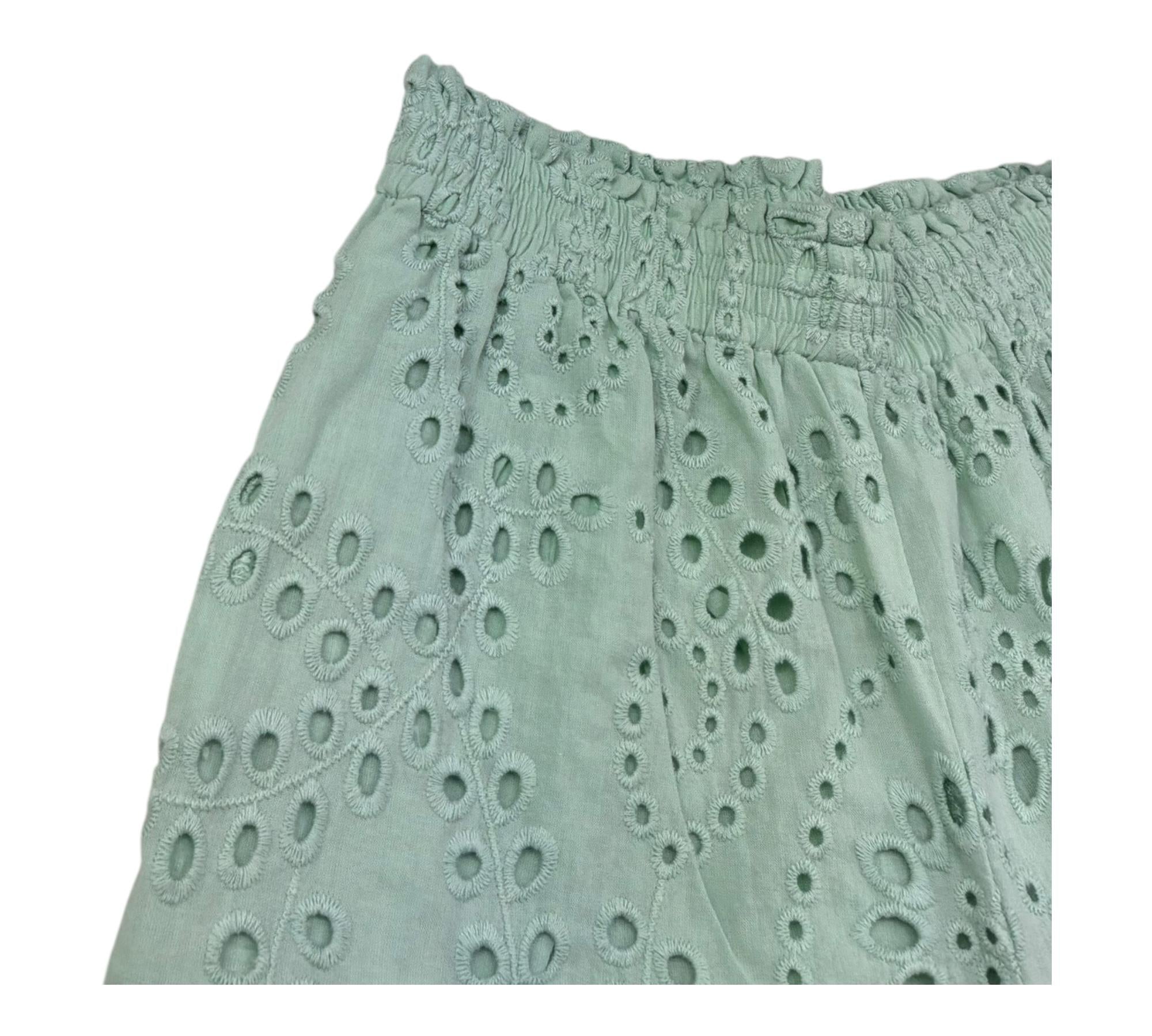 Saint Barth Pantalone Tinta Unita Modello Palazzo In Pizzo Sangallo per Bambina SANGALL VERDE SAINT BARTH 