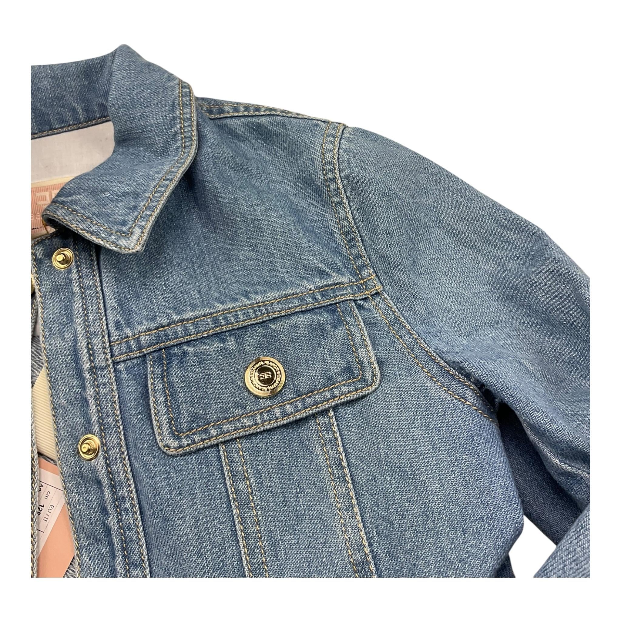 Elisabetta Franchi camicia Manica Lunga Tinta Unita In Denim per Bambina EFGB123 AZZURRO ELISABETTA FRANCHI 