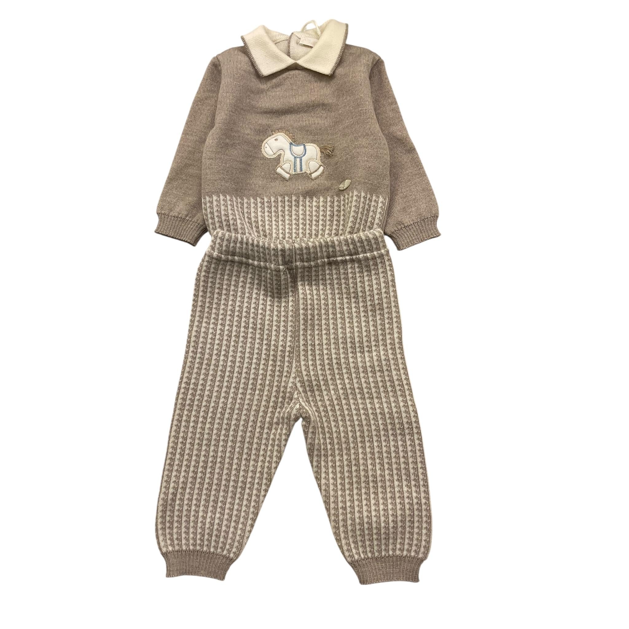 NINNAOH completo 2pz maglia-pantalone tinta unita con stampa Beige per Neonato I23312CF BEIGE NINNAOH 