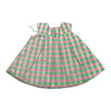 Helle Farben Einfarbig Grün Kariertes Muster Ärmelloses Kleid für Baby Mädchen